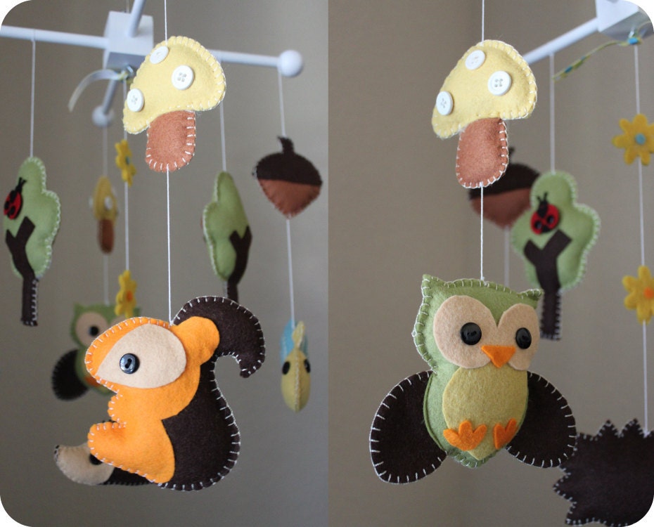 Baby Crib Mobile - Baby Mobile - Nursery Forest Crib Mobile - "Forest Little Creatures" (You Can Pick Your Colors)