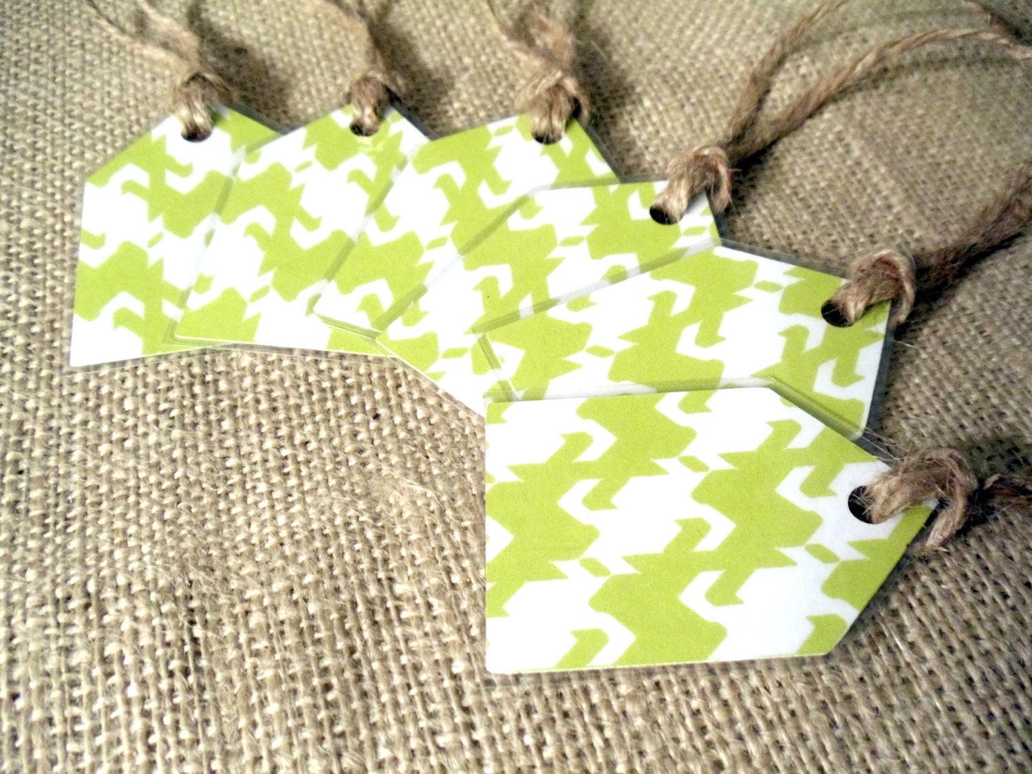 Set of 6 Laminated Green Houndstooth Tags/Labels-Organization-Home Decor