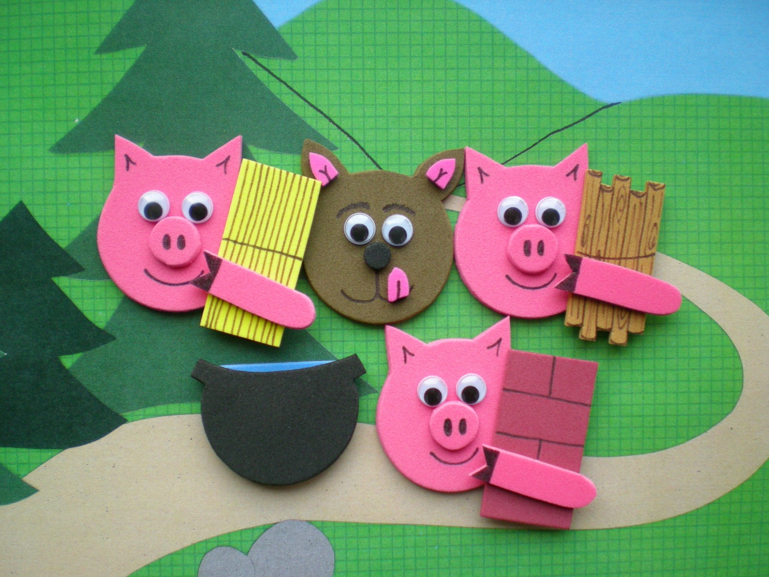 The Three Little Pigs Story Pieces , Felt Board Stories, Flannel Board Stories - SoSimpleSoSweet