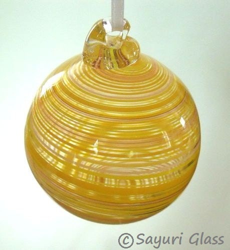 Yellow Twisted Stripe Ornament - Round : DISASTER RELIEF