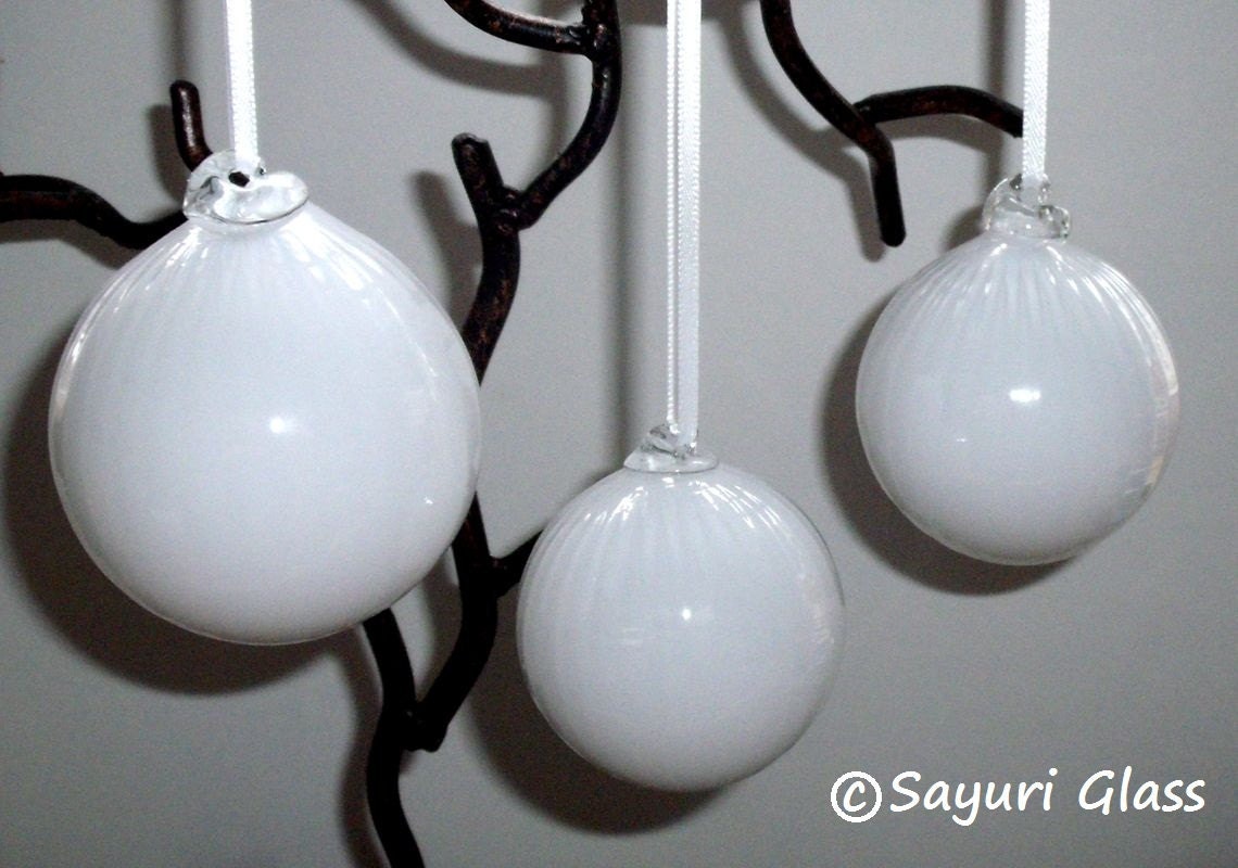 Set of Three Mini Ornament - White with clear hook :DISASTER RELIEF