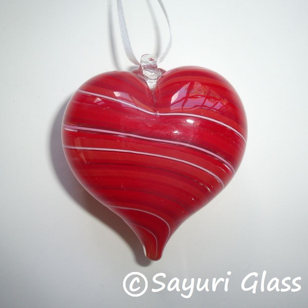 Red Stripe Heart Ornament 1 : DISASTER RELIEF