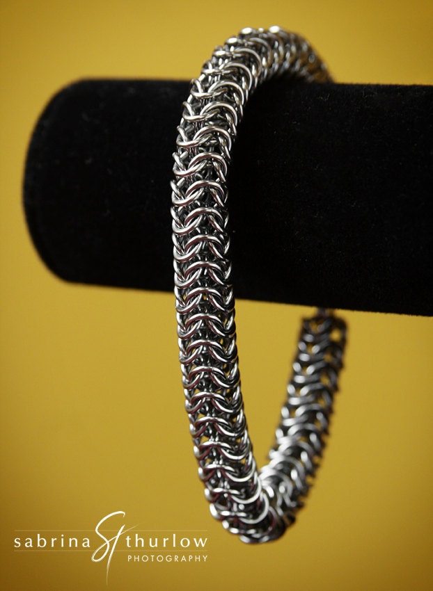 Chainmaille Bracelet Mens- snake roundmaille stainless steel for men
