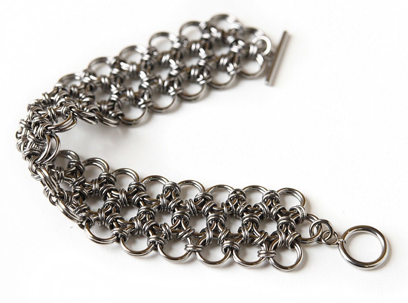 Chainmaille cuff bracelet stainless steel chainmail for women