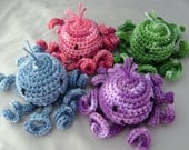 Amigurumi Octopus Stuffed Toy in Jewel Tones ready to ship