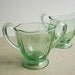 Vintage Fostoria Fairfax Cream & Sugar Set - Green Depression Glass Demitasse