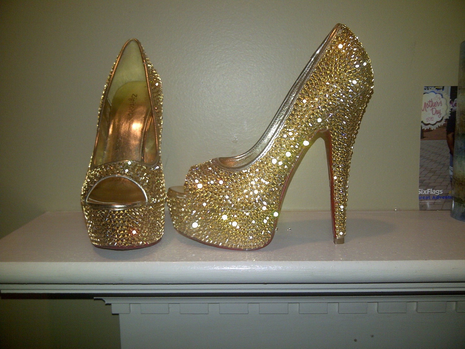 Custom handmade genuine swarovski crystal handmade shoes in Golden Shadow