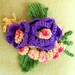 Crochet 3d flower brooch Purple,Yellow,Pink,Green colored