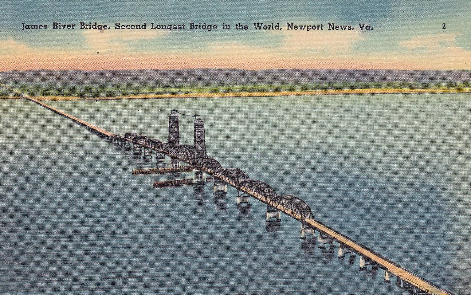 James River Bridge Second Longest Bridge in by postcardsofthepast