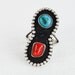 Vintage Native American Ring Red Coral and Turquoise Desert Zygote