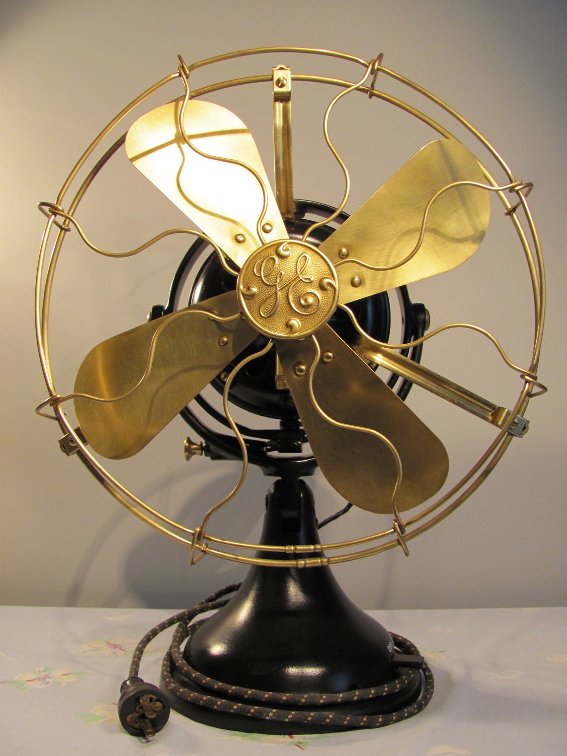 Reserved for Mike. Rare GE 12 inch Brass Oscillating Fan from 1912 Fully Restored