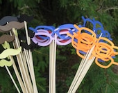 100 Paper Mustache & Glasses Party Favors. Photo Prop.  CHOOSE YOUR COLORS.