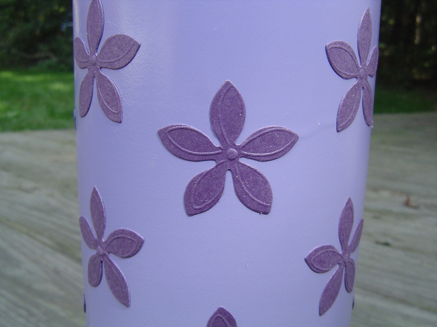 Handpainted Flower Vase, In Lavender & Purple. Upcycled.  Birthday, Valentine's Gift. Mother's Day Gift.