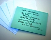Bible Verse Card 1 John 4:16 (Typographical Scripture design) Inspirational Card Set of 5