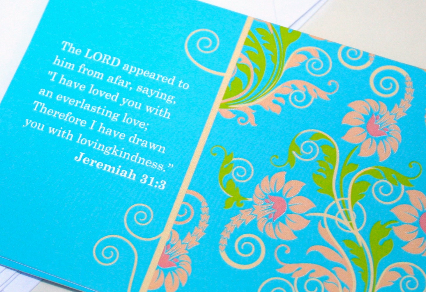 Scripture Art Card // Bible Verse - Jeremiah 31:3  (Set of 5)