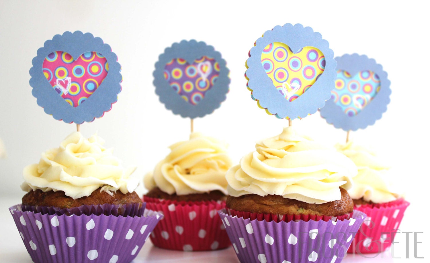 Gender reveal cupcake toppers, set of 12