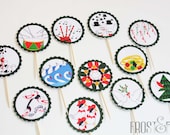 Twelve Days of Christmas cupcake set (includes toppers, wrappers, sprinkles)