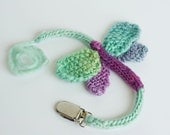 Hand Knit Dragonfly Pacifier Holder