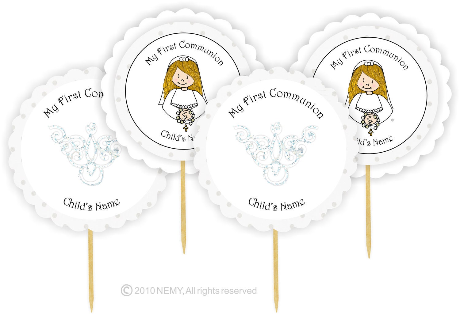 Personalized Cartoon Character Cake Toppers - Communion - Baptism - Birthday - Graduation