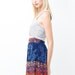 Vintage 80s Blue Tribal Print Mini Skirt - Hip Pockets - Spring Summer Fashion
