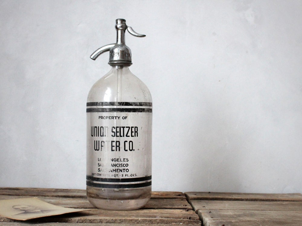 Vintage Seltzer Bottle : Property Of Union Seltzer Water Bottle Co.