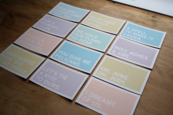 Screenprinted Postcards: Something Small To Say. Complete set of twelve.