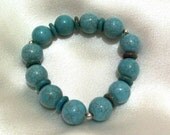 Turquoise Bracelet Large Round Beads Sterling Silver Jewelry