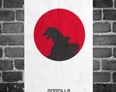 Godzilla minimalist art movie print movie art poster print 11x17