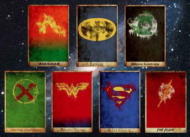Movie poster movie art film print art poster print All 7 Justice League Posters (11x17 size)