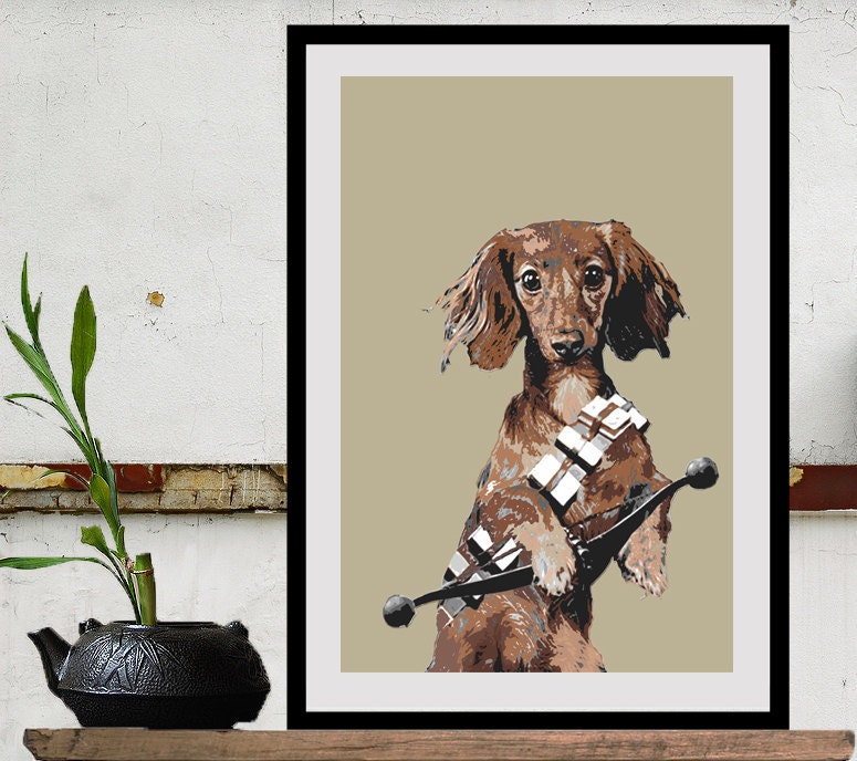 Star Wars print poster movie  Chewbacca Wiener Dog Size A