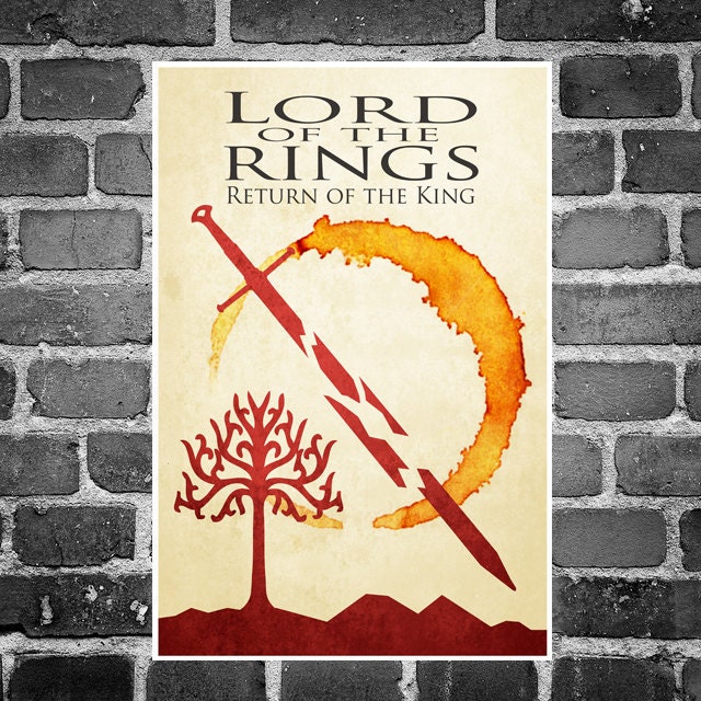 Lord of the Rings retro poster minimalist art movie print LOTR art poster print 11x17 Lord of the Coffee Rings