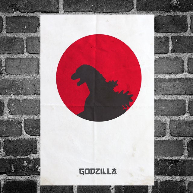 Godzilla minimalist art movie print movie art poster print 11x17