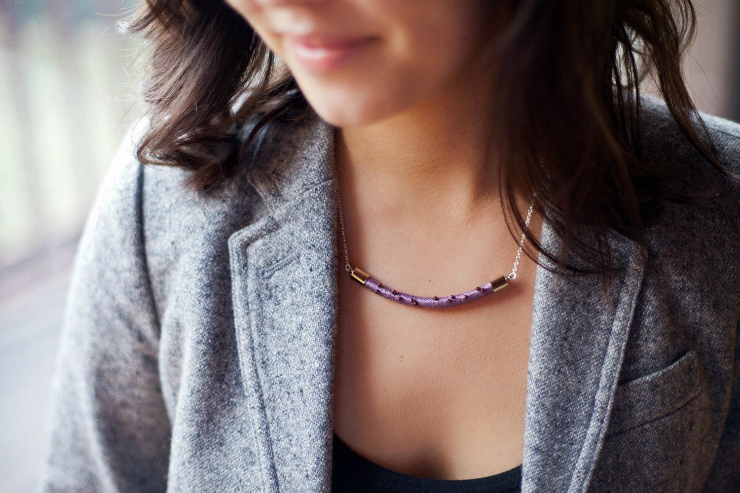 beaded rope necklace // EERO // lavendar