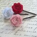 fuschia, white and pink felt flower bobby pins
