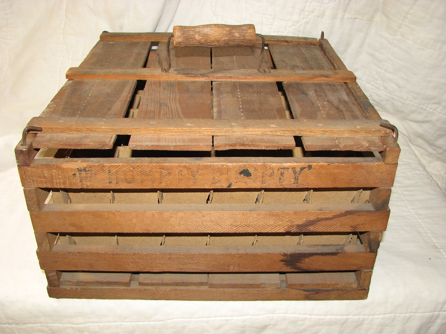 Rare and Primitive Antique Egg Crate Humpty Dumpty Co