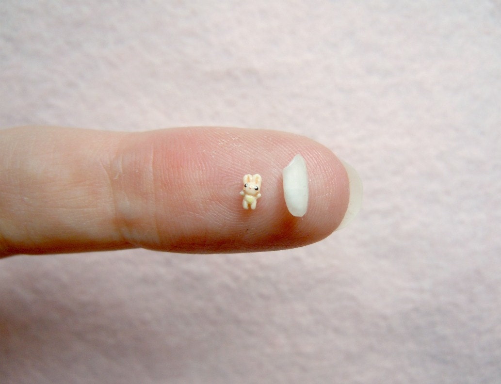 Micro pink bunny - teeny tiny rabbit figurine