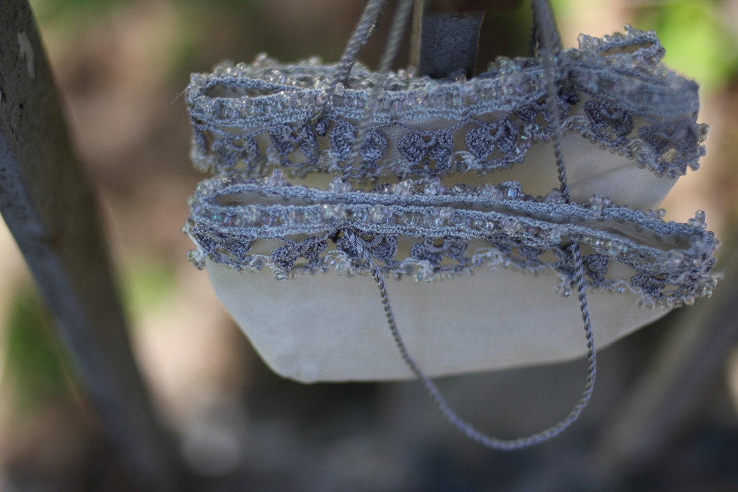 MADE in the SHADE -  Hand-Embellished Miniature Silk Totes in Lavender - Set of 3