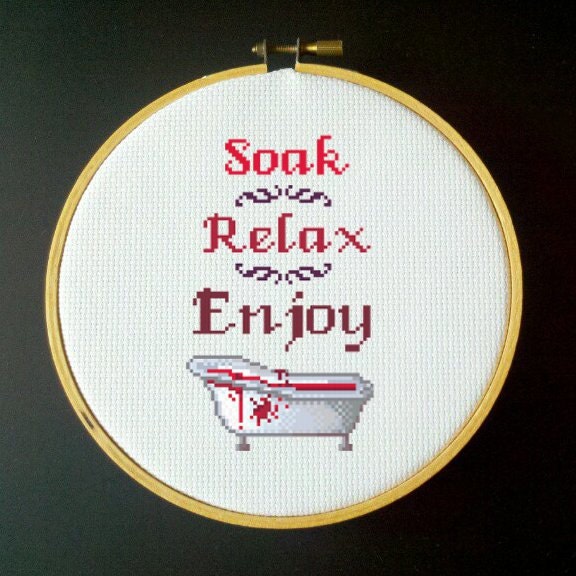 Bloodbath Cross Stitch PDF Pattern - Soak, Relax, Enjoy
