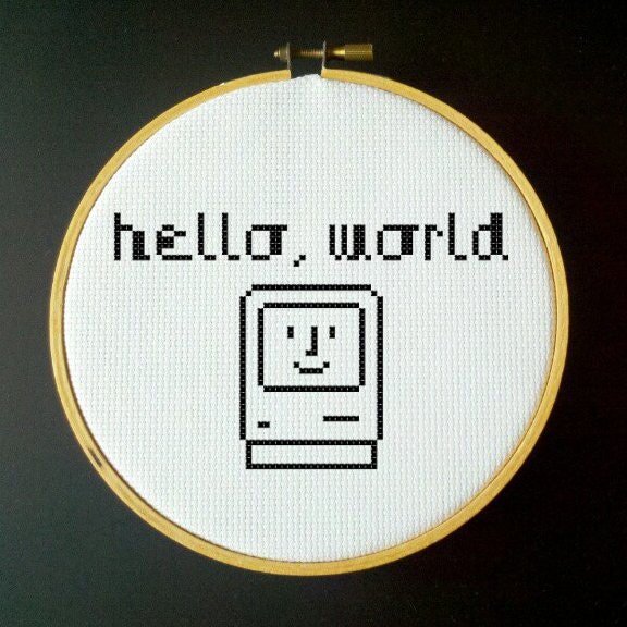 Hello, World PDF Cross Stitch Pattern MAC Computer Icon
