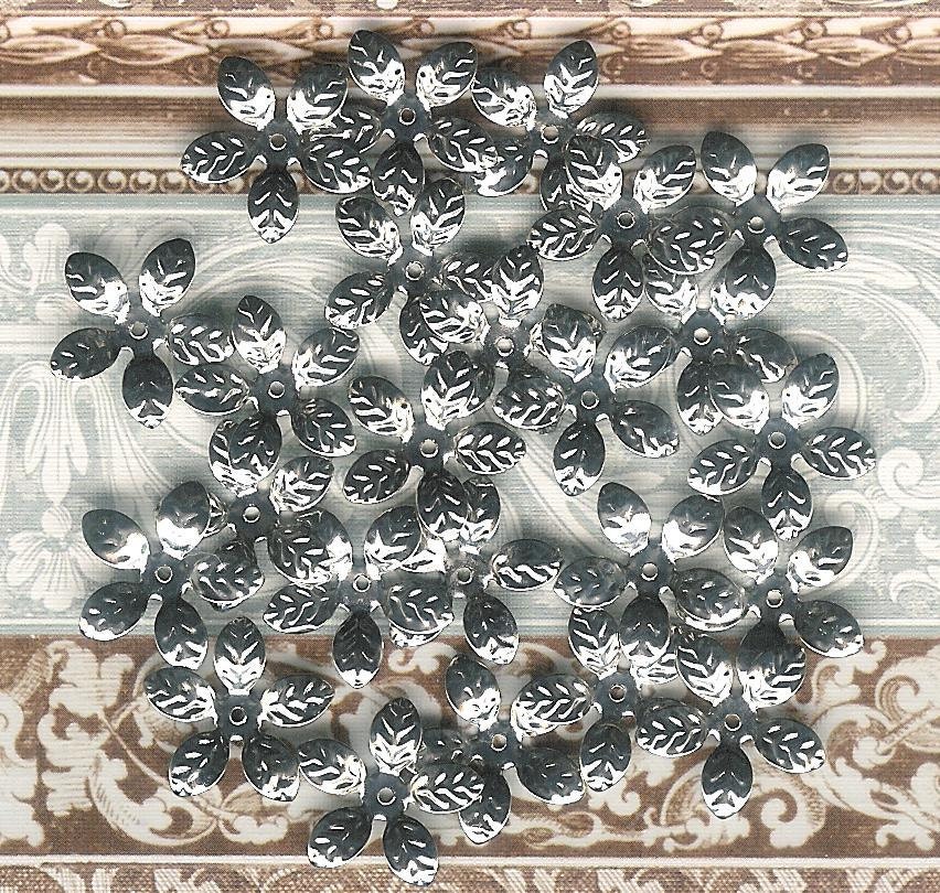 35% off SALE-100pc-Nickle Silver Plated 5 petal leaf 16mm bead cap