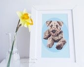 Airedale Terrier, dog portrait illustration 8 x 11 wall art print