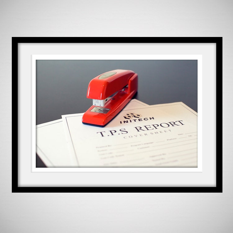 Red Swingline Stapler Photography - 8x12 photograph print - Office Space initech geeky nerdy awesome wall home office decor 'Swlingline'