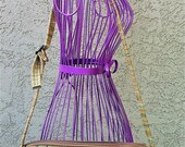 FREE SHIPPING: Vintage Beachy Cross Over Leather & Fabric Carpet Purse