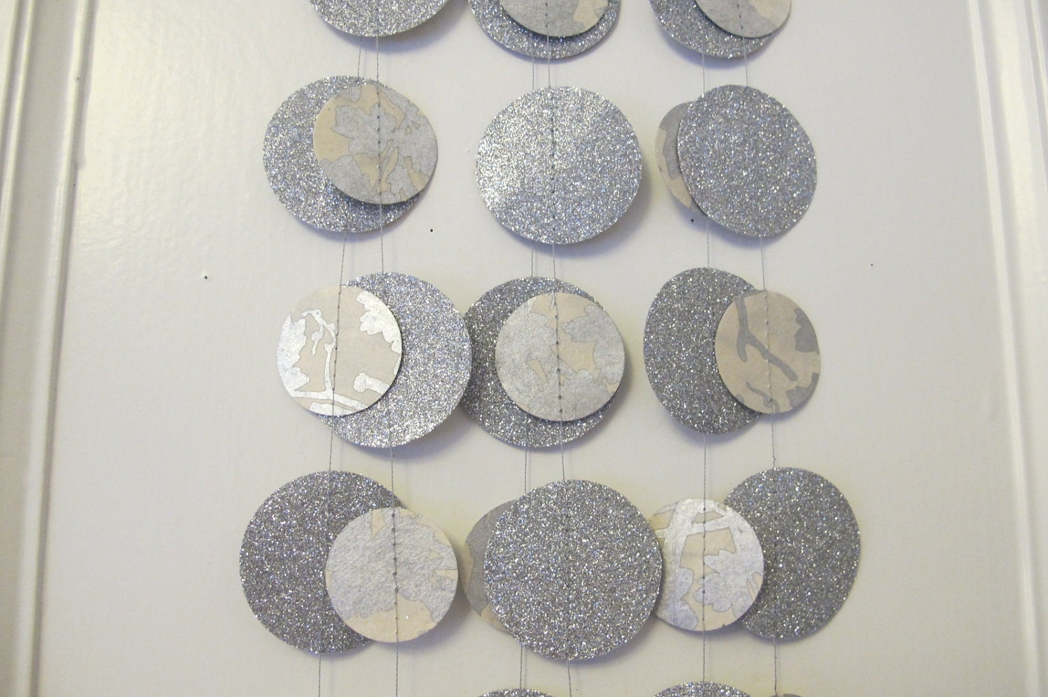 Reserved for Orna 4 Silver and White Glitter Paper Garland: Wedding or Christmas Garland