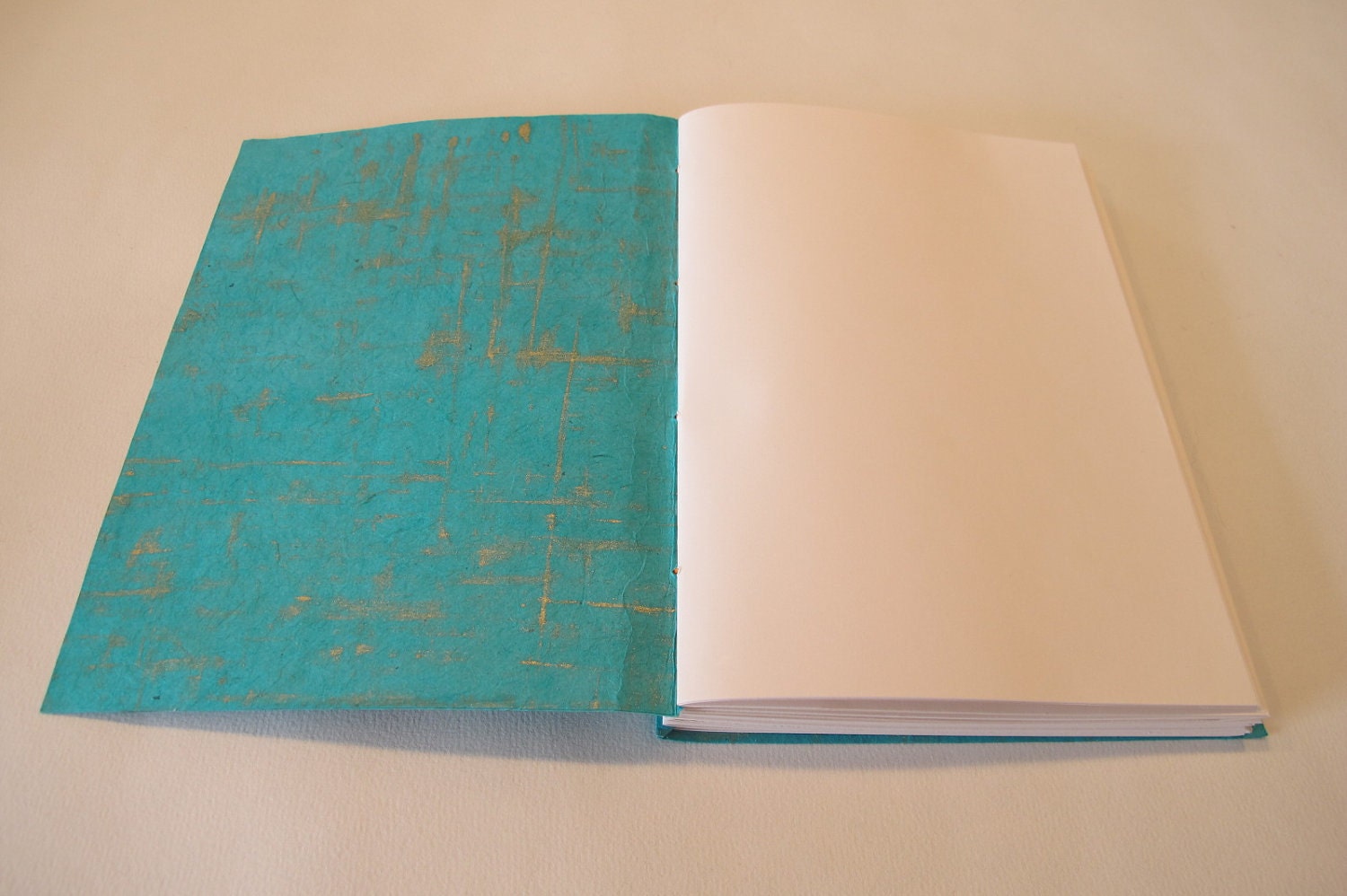 Rhino Handmade Journal Notebook: Turquoise and Orange Rhinoceros Coptic Bound Book