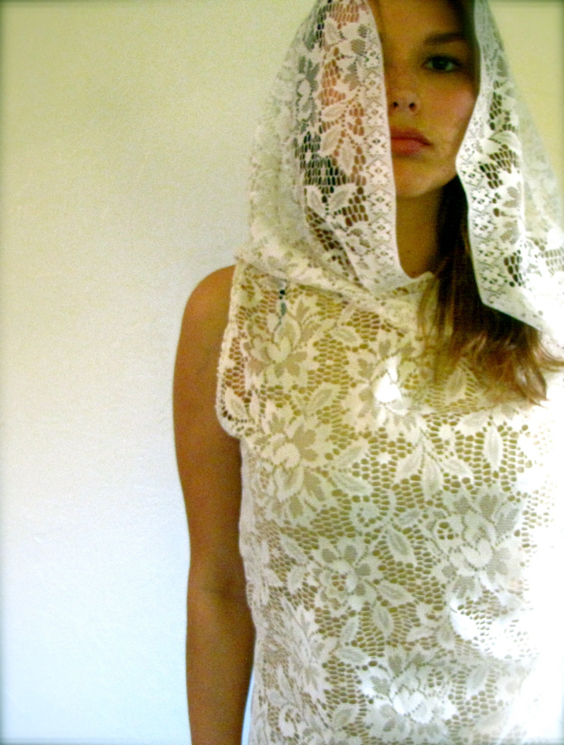 Handmade Fashion Hoodie, Hood, Lace, Recherche, Unisex Medium, Cover up, Formal Wear