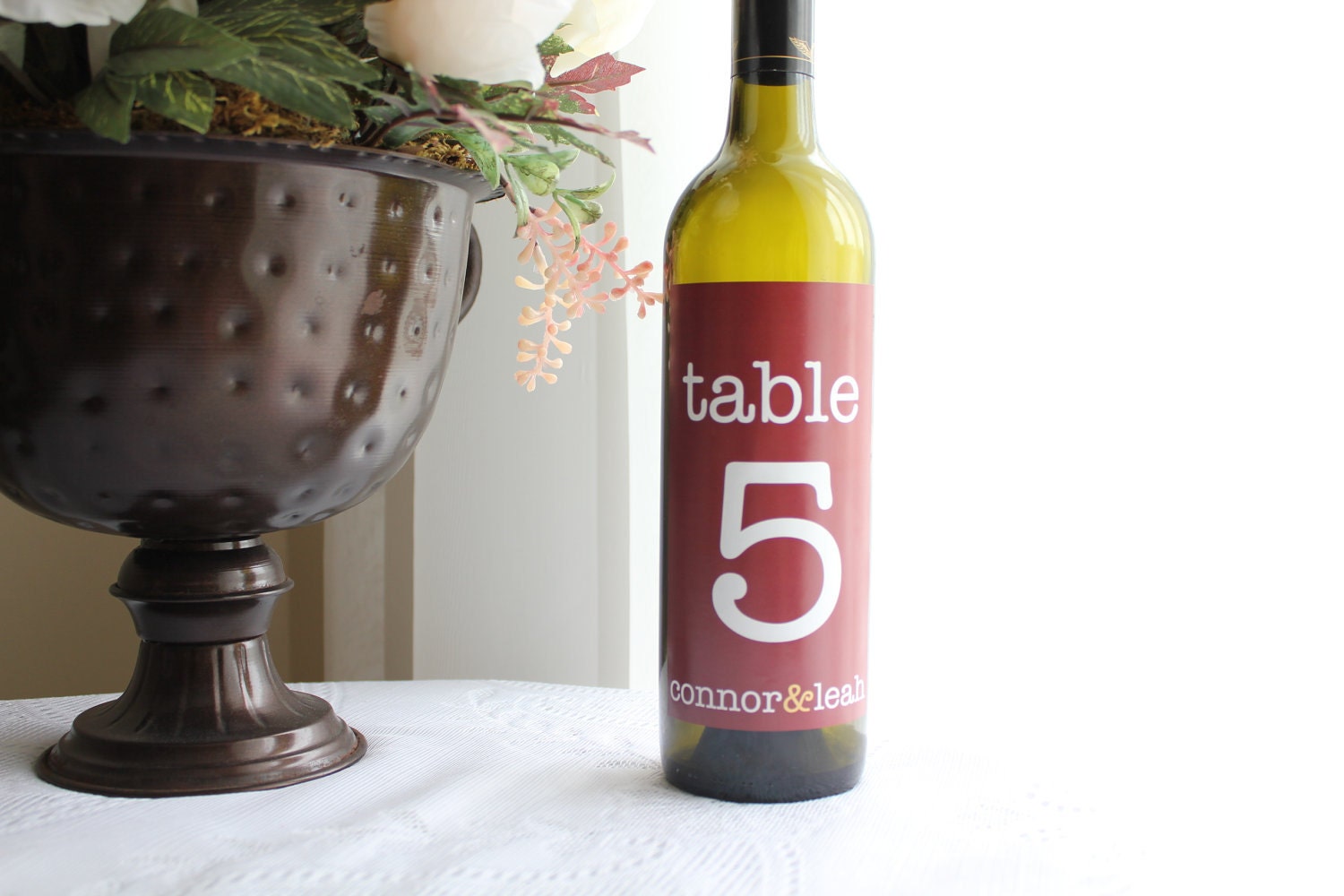 Tall Modern Type Table Numbers - Custom Wine Bottle Labels