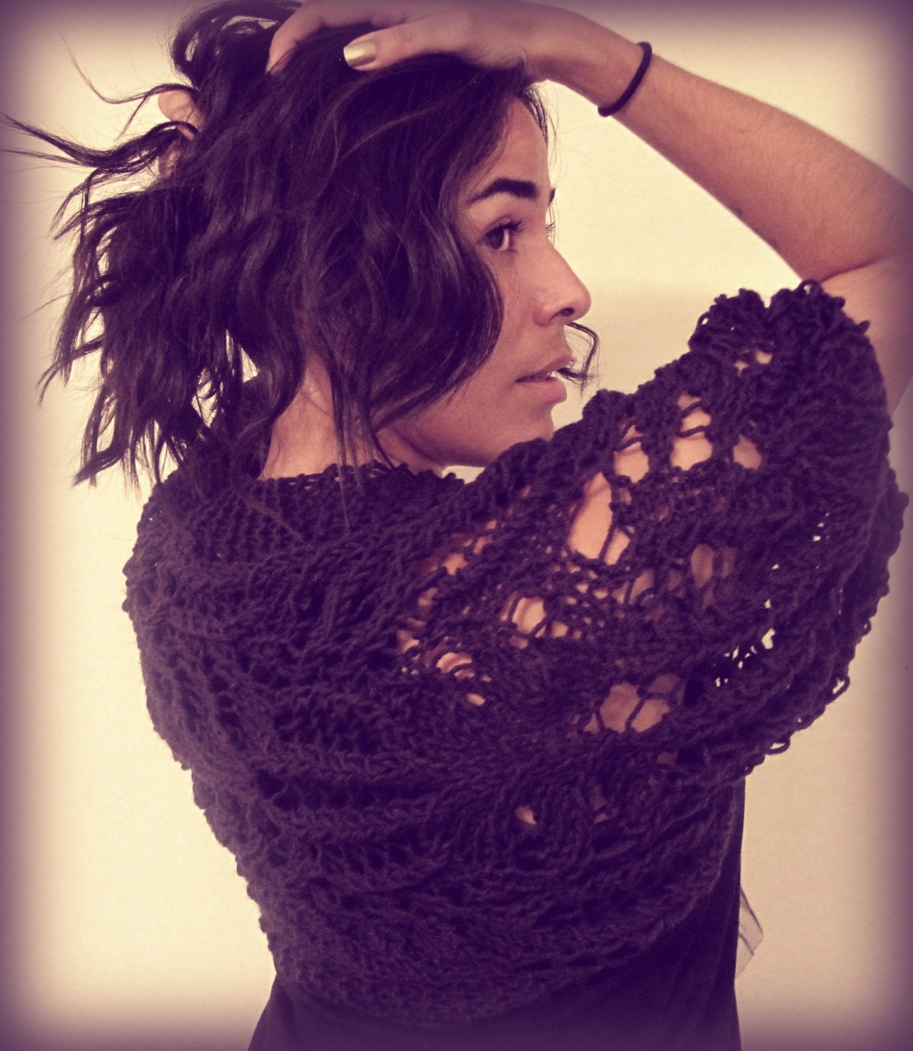 Items similar to Spanish Lace Shrug Bolero Shawl (purple) (made to