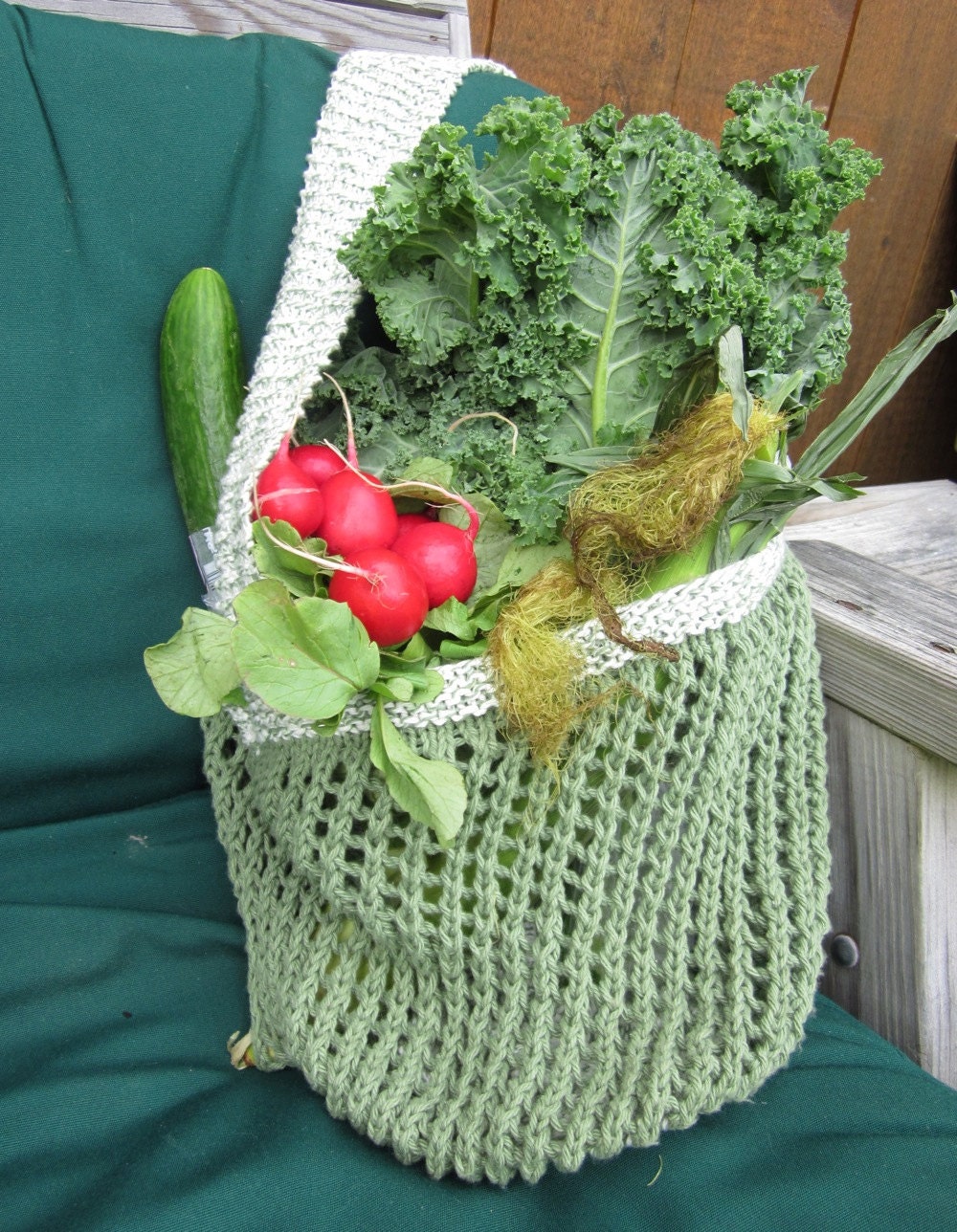 Reusable Eco-friendly Vegan Cotton Knit Mesh Market Bag