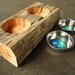 Wood Dog Dish Holder reclaimed oak barn beam